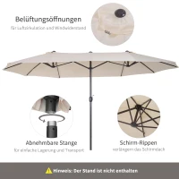 Outsunny parasol podwójny parasol ogrodowy parasol targowy z korbką ręczną 460 x 270 cm(m-6)
