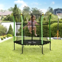 HOMCOM 5.3FT trampoline tuintrampoline kinderen met veiligheidsnet groen(m-10)