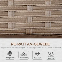 Outsunny 6-delig poly rotan bankstel voor tuin en terras incl. kussens, weerbestendig, bijzettafel, loungemeubel, bruin + kaki + blauw(m-4)
