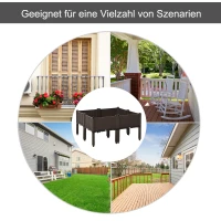 Outsunny verhoogd bed 4-delige plantenbak met drainagegaten rotan look bloembak DIY bruin 40 x 40 x 44 cm(m-7)
