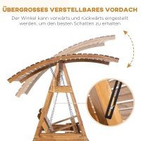Outsunny hangmat tuin ligbed 2 persoons schommel bank schommel met verstelbaar dak grenen hout 189 x 162 x 180 cm(m-4)