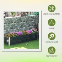 Outsunny verhoogd bed van staal tuinbed plantenbak bloembak bloempot met handschoenen donkergrijs 183 x 47 x 40 cm(m-6)
