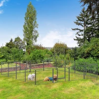 PawHut puppyren buiten 16 segmenten 60 cm hoog Pet Box Puppy Gate Hek Kinderbox Box Hond Behuizing Outdoor Grid Puppy Aanpasbaar met 2 Deuren Staal Grijs(m-10)