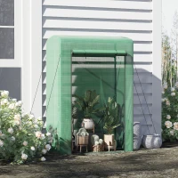 Outsunny Folie Kas Binnenplaats Balkon Mini Draagbare Metalen Frame Warm Tuinhuisje Staal PE Plastic Groen 100x50x150cm(m-10)
