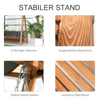 Outsunny hangmatschommel met bedfunctie 3-zits tuinschommel met dak ligbed tuinbank Lariks hout polyester grijs + teak 225.5 x 113 x 180 cm(m-7)