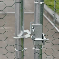 PawHut Kippenhok Huisdierkooi XXL 280 x 570 x 197 m Buiten Pluimveehok voor Kippenkooi met Schaduw Dakslot Buitenverblijf voor 12-18 Kippen Eend Konijnen Zinkstaal(m-9)