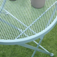 Outsunny tuinzitgroep 3-delige bistroset set 1 tafel + 2 klapstoelen voor terrasbalkon metaal blauw(m-8)