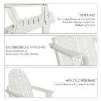 Outsunny Adirondack tuinstoel opvouwbare tuinfauteuil tuinmeubelen balkonstoel wit 75 x 85 x 93 cm(m-5)