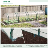 Outsunny Serra da Giardino a Tunnel con 4 Porte Avvolgibili in Acciaio e PVC Trasparente 395x100x80cm(m-6)