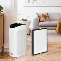 HOMCOM vervangingsfilter voor luchtreiniger H13 HEPA-filter actieve koolfilter wit + zwart 39 x 27 x 4,5 cm(m-9)