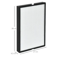 HOMCOM vervangingsfilter voor luchtreiniger H13 HEPA-filter actieve koolfilter wit + zwart 39 x 27 x 4,5 cm(m-3)