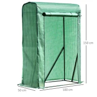Outsunny Folie Kas Binnenplaats Balkon Mini Draagbare Metalen Frame Warm Tuinhuisje Staal PE Plastic Groen 100x50x150cm(m-3)