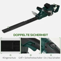 DURHAND Elektrische heggenschaar Snoerloze Elektrische heggenschaar met 350 W motorvermogen Snoerloze 180° draaihendel 52 cm snijlengte Staal ABS Groen + Zwart(m-6)