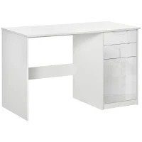 HOMCOM bureau computer tafel met 2 lades kast werktafel bureau tafel groot tafelblad hoogglans wit 120 x 60 x 76 cm(m-1)
