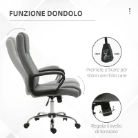 Vinsetto Sedia da Ufficio Presidenziale Ergonomica Basculante e Imbottita con Altezza e Inclinazione Regolabile, 62 x 76 x 110-119cm(m-6)