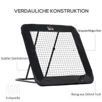 HOMCOM voetbal rebounder opvouwbaar kickback goal rebound wandnet voor honkbal basketbal volleybal verstelbaar in 5 stappen staal zwart 128 x 118 x 108-120 cm(m-6)