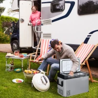 Outsunny Koelbox met stekker 50L LCD Display 2 Modi Compressor voor Auto Reizen en Boot Camper, Grijs en Zwart(m-10)