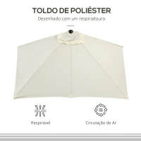 Outsunny Meio Chapéu de Sol 230x130x245 cm Chapéu de Sol para Parede Jardim com Manivela e Vara Metálica Ø38 mm Terraço Varanda Bege(m-8)