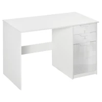 HOMCOM bureau computer tafel met 2 lades kast werktafel bureau tafel groot tafelblad hoogglans wit 120 x 60 x 76 cm(m-11)