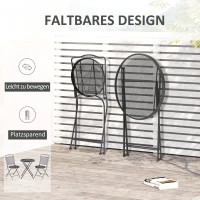 Outsunny zitgroep, 3-delige eetset, bistroset, tuinmeubelset, balkonmeubelset, 1 tafel + 2 stoelen met parasolgat, terras, metaal, zwart(m-5)