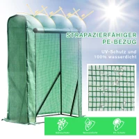 Outsunny Folie Kas Binnenplaats Balkon Mini Draagbare Metalen Frame Warm Tuinhuisje Staal PE Plastic Groen 100x50x150cm(m-4)