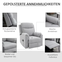 HOMCOM elektrische sta-stoel fauteuil met opstahulp voor senioren relaxfauteuil TV-fauteuil met slaapfunctie en opstahulp TV-fauteuil ligfunctie linnen touch grijs 83 x 89 x 102 cm(m-6)