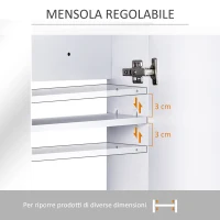 Homcom Armadietto Pensile da Bagno con Specchiera e 3 Ripiani in MDF Bianco 80 x 60 x 15cm(m-6)