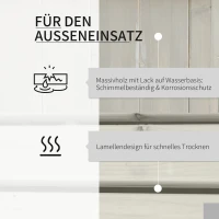 Outsunny verhoogd bed tuinbank met 2 plantenbakken houten bank met bloembak tuin houten bank parkbank lichtgrijs 176 x 38 x 40 cm(m-6)