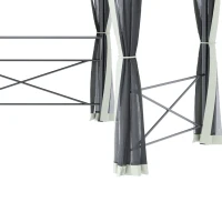 Outsunny Tuinpaviljoen Partytent 4 x 5 m Partytent Weerbestendige waterafstotende tent met zijwanden en tweetraps dak Staal + polyester grijs(m-5)