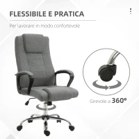 Vinsetto Sedia da Ufficio Presidenziale Ergonomica Basculante e Imbottita con Altezza e Inclinazione Regolabile, 62 x 76 x 110-119cm(m-7)