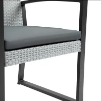 Outsunny poly rotan bistro set 3 st. Balkonmeubelset, tuinmeubelset met bijzettafel, tuinset, zitset met zitkussen, staal, zwart en grijs(m-8)