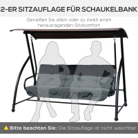 Outsunny kussenset voor verandaschommel 170 cm stoelkussen schommelkussen zitkussen tuinschommel zijkussen donkergrijs(m-6)