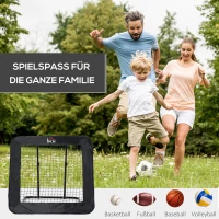 HOMCOM voetbal rebounder opvouwbaar kickback goal rebound wandnet voor honkbal basketbal volleybal verstelbaar in 5 stappen staal zwart 128 x 118 x 108-120 cm(m-4)
