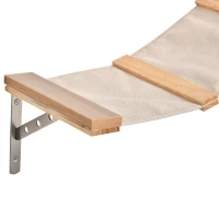 PawHut 4st. Klimmuur voor katten Kattenklimwand met krabpaal Kattentrap Kattenmeubel Hangmat Lichtbruin sisal acryl grenen(m-7)