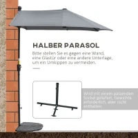 Outsunny 2 x 2 m parasol halfronde balkonparasol met beugel waterdicht voor tuinterras binnenplaats 100% polyester donkergrijs(m-4)