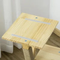 PawHut houten krabpaal voor binnen en buiten, krabpaal, klimboom met jute, kattenmeubel, krabplank met kussen, 3 platforms, stabiel kattenspeelgoed, naturel 48 x 48 x 78 cm(m-7)