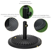 Outsunny parasolstandaard 15 kg parasolstandaard voor parasol ronde parasolstokken 35-48 mm parasolvoet voor tuinterras balkon cement Ø49 cm zwart(m-4)