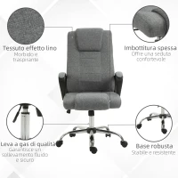 Vinsetto Sedia da Ufficio Presidenziale Ergonomica Basculante e Imbottita con Altezza e Inclinazione Regolabile, 62 x 76 x 110-119cm(m-5)