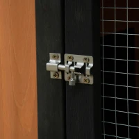 PawHut hok voor kleine dieren Dwergkonijnenkooi Konijnenhok voor kleine dieren met oprit Caviakooi Outdoor Winterklaar caviahok Sparhout Zwart 175,8 x 52 x 85,5 cm(m-7)