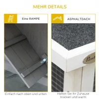 Pawhut hok voor kleine dieren Kooi voor kleine dieren met bodempan en oprit cavia hok cavia kooi 2 verdiepingen klein dierenhok dennenhout wit + grijs 117 x 49 x 108 cm(m-7)