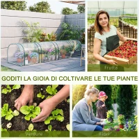 Outsunny Serra da Giardino a Tunnel con 4 Porte Avvolgibili in Acciaio e PVC Trasparente 395x100x80cm(m-7)