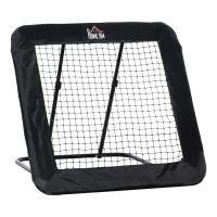 HOMCOM voetbal rebounder opvouwbaar kickback goal rebound wandnet voor honkbal basketbal volleybal verstelbaar in 5 stappen staal zwart 128 x 118 x 108-120 cm(m-1)