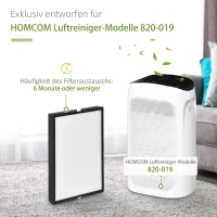 HOMCOM vervangingsfilter voor luchtreiniger H13 HEPA-filter actieve koolfilter wit + zwart 39 x 27 x 4,5 cm(m-4)