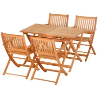 Outsunny opvouwbare zitgroep 5 stuks. Outdoor dining set balkonmeubels weerbestendige tuinmeubelset populierenhout naturel(m-10)