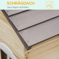 Outsunny speelhuis voor kinderen, houten kinderspeelhuis met raam, brievenbus, buitentuin speelhuis met bloempottenrek, houten speelhuis voor 3-7 jaar, dennenhout, naturel, 113 x 94 x 134,5 cm(m-6)