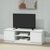 HOMCOM TV lowboard TV tafel TV meubel voor TV's TV dressoir tot 55 inch TV meubel met kastplank wit 120 x 39.5 x 40 cm(m-9)
