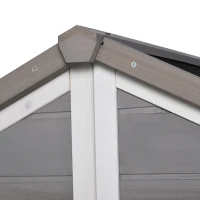 PawHut Massief Houten Hondenkennel Hondenkennels Geïsoleerd Hondenhok met Terras Asfaltdak Outdoor Weerbestendige Hut Grijs 127 x 112 x 109 cm(m-8)