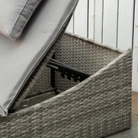 Outsunny ligbed 2-in-1 poly rotan ligbed rotan ligbed tuinmeubel ligbed met stoffering 5 niveaus verstelbaar opvouwbaar lichtgrijs 200 x 60 x 40 cm(m-8)