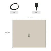 Outsunny Zijpanelen voor 3x3m Tuinhuisje, Polyester Privacy Panelen voor Tuinwoning Partytent, Beige(m-3)