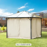 Outsunny Zijpanelen voor 3x3m Tuinhuisje, Polyester Privacy Panelen voor Tuinwoning Partytent, Beige(m-11)